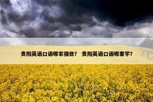 贵阳英语口语哪家强些？ 贵阳英语口语哪里学？