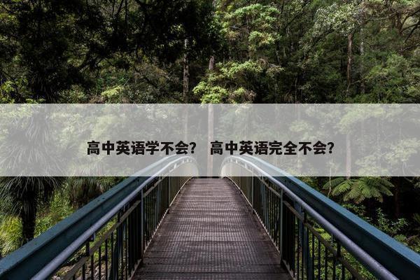 高中英语学不会？ 高中英语完全不会？