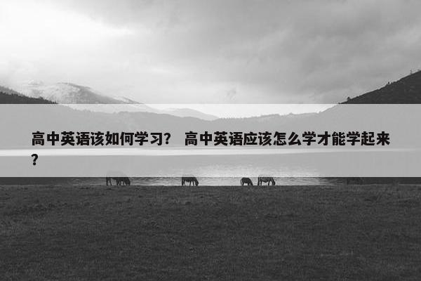 高中英语该如何学习？ 高中英语应该怎么学才能学起来？