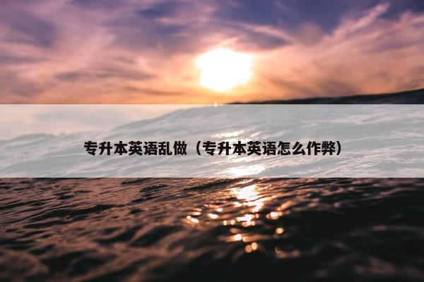 专升本英语乱做（专升本英语怎么作弊）