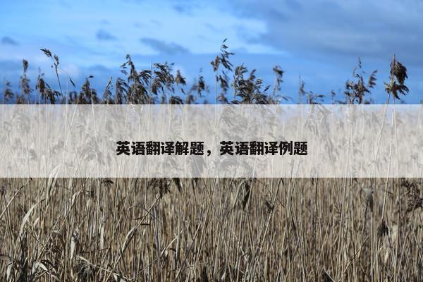 英语翻译解题，英语翻译例题