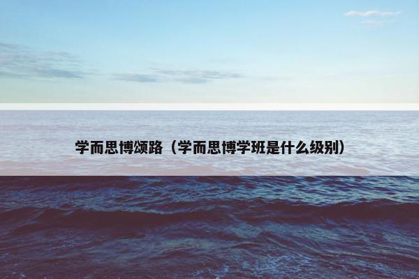 学而思博颂路（学而思博学班是什么级别）