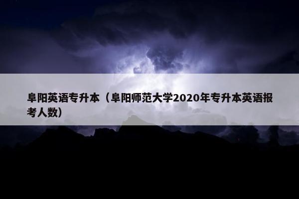 阜阳英语专升本（阜阳师范大学2020年专升本英语报考人数）