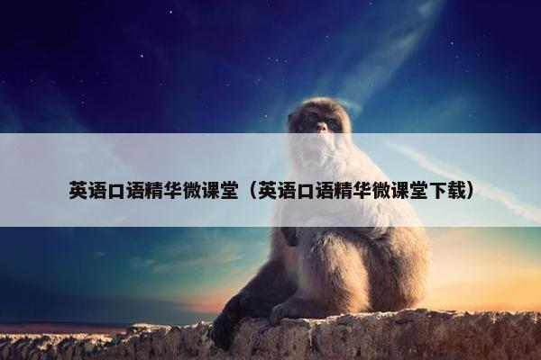英语口语精华微课堂（英语口语精华微课堂下载）