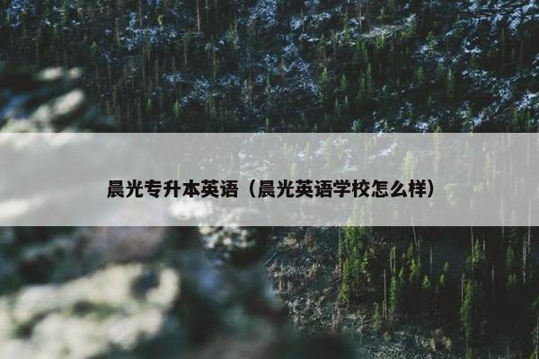 晨光专升本英语（晨光英语学校怎么样）