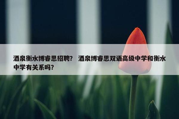 酒泉衡水博睿思招聘？ 酒泉博睿思双语高级中学和衡水中学有关系吗？