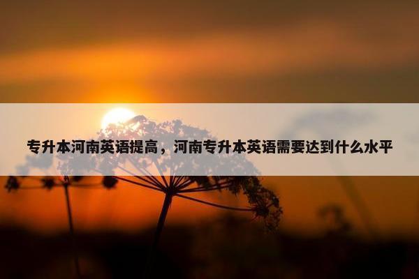 专升本河南英语提高，河南专升本英语需要达到什么水平