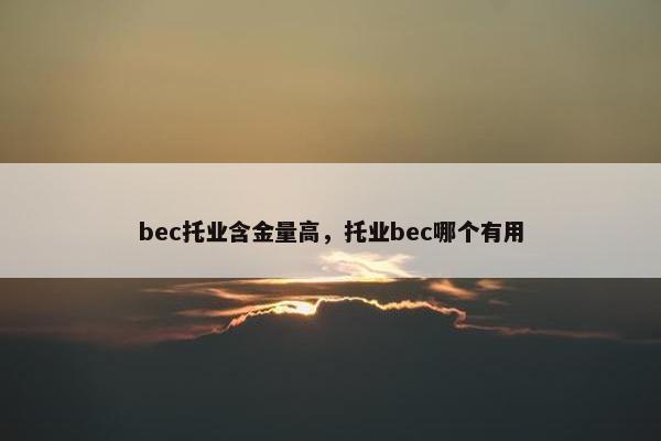 bec托业含金量高，托业bec哪个有用