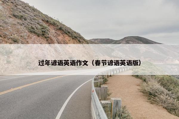 过年谚语英语作文（春节谚语英语版）