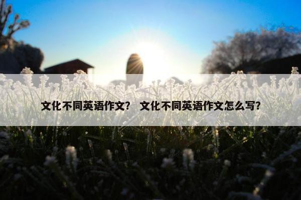 文化不同英语作文？ 文化不同英语作文怎么写？