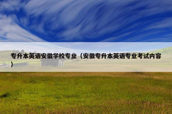 专升本英语安徽学校专业（安徽专升本英语专业考试内容）