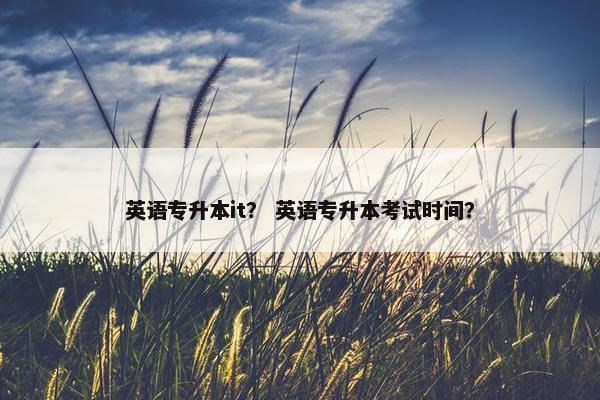 英语专升本it？ 英语专升本考试时间？