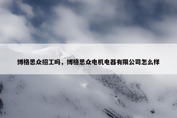 博格思众招工吗，博格思众电机电器有限公司怎么样