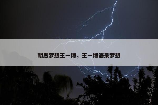 朝思梦想王一博，王一博语录梦想