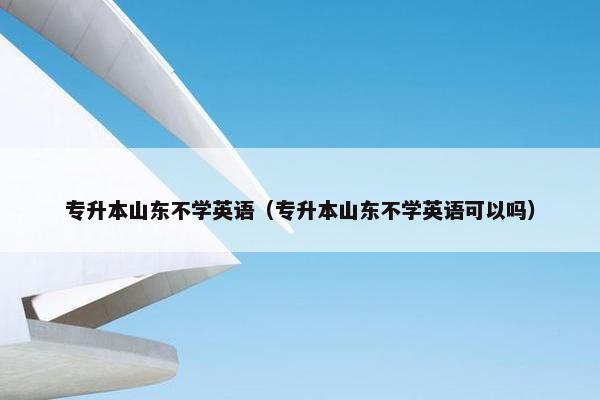 专升本山东不学英语（专升本山东不学英语可以吗）