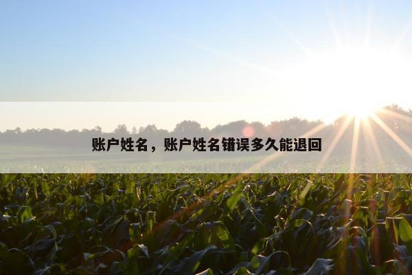 账户姓名，账户姓名错误多久能退回
