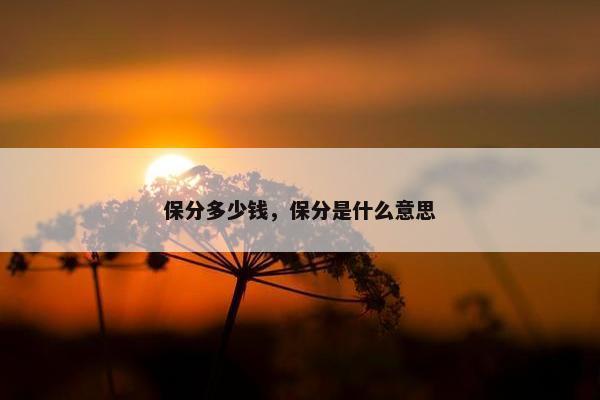 保分多少钱，保分是什么意思