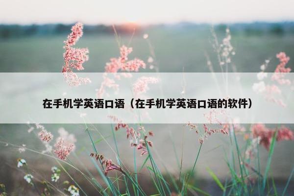 在手机学英语口语（在手机学英语口语的软件）