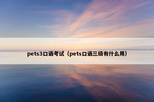 pets3口语考试（pets口语三级有什么用）