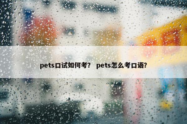 pets口试如何考？ pets怎么考口语？